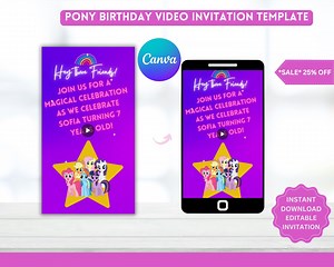 My Little Pony Birthday, Party Invitation, Video Editable, My Little Pony Party Video, Invitation, Personalized Birthday Video - Etsy Australia