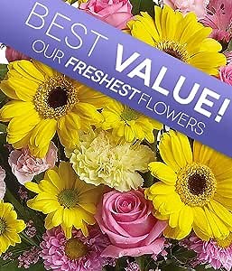 From You Flowers - Designer's Choice Mixed Bouquet - Deluxe with Glass Vase | Fresh Flower Bouquets for Birthday, Anniversary, Get Well or Celebration