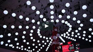 Kinetic Lights Installation with DMX winch system and motorized RGB led light balls for Vodafone @ IFA 2013