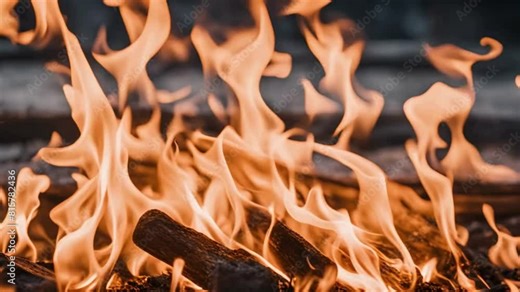 fire in the fireplace, close-up shots of flames flickering and dancing, capturing the mesmerizing movement and warmth of the fire