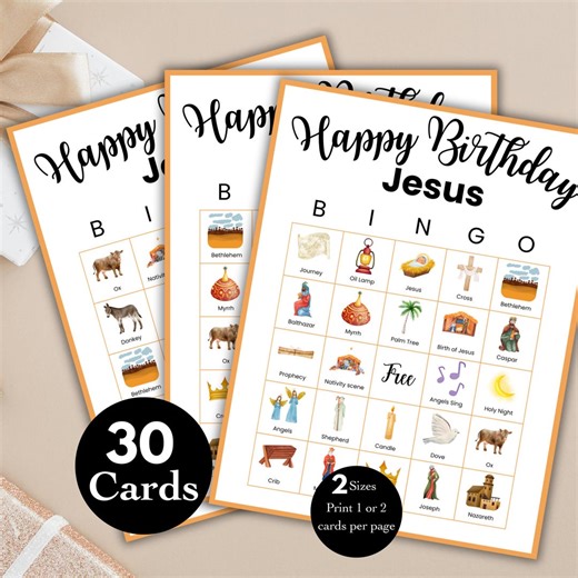 Christmas Bingo Printable Game | Happy Birthday Jesus Bingo | 30 Christian Nativity Cards | Instant Download - Etsy