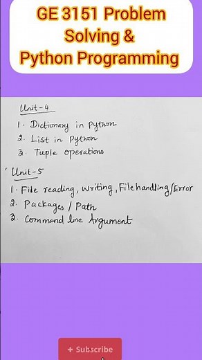 GE3151|Problem Solving and Python Programming|Important questions #shortsfeed