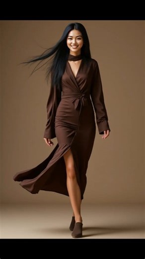 3.7K views · 338 reactions | Chic, refined, and effortlessly graceful — this chocolate scarf detail wrap midi dress from PrettyLittleThing blends soft movement with a flattering silhouette. Ideal for autumn evenings or elevated daytime outings. #PrettyLittleThing #MidiDress #ChocolateDress #WrapDress #AmaraStyle | Amara Sunisa | Facebook