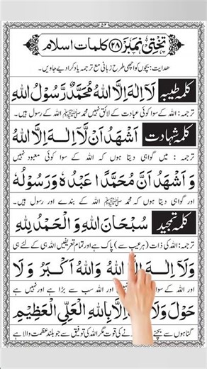 Third Kalma (Kalima Tamjeed) Full Arabic & Urdu