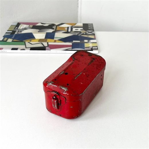 Vintage Industrial Red Metal Storage Box-small Steel Toolbox - Trinket Box - Etsy
