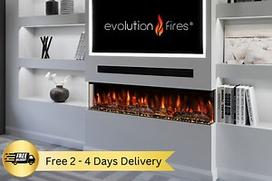 50" Media Wall Electric Fireplace | 3-Sided HD  Glass | Panoramic Flame View  | eBay UK