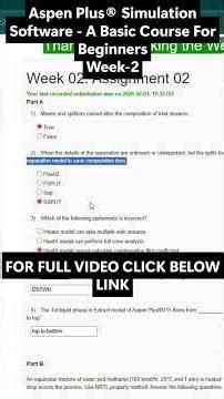 NPTEL Aspen Plus® Simulation Software A Basic Course For Beginners Week 2 Assignment Answers