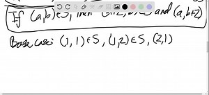 SOLVED:Give a recursive definition of each of these sets of ordered pairs of positive integers. Use structural induction to prove that the recursive definition you found is correct. [Hint: To find a recursive definition, plot the points in the set in the plane and look for patterns.] a) S={(a, b) | a ∈𝐙^ , b ∈𝐙^ ,  and  a b  is even } b) S={(a, b) | a ∈𝐙^ , b ∈𝐙^ ,  and  a  or  b  is odd } c) S={(a, b) | a ∈𝐙^ , b ∈𝐙^ , a b  is odd, and  3 | b}