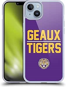 Head Case Designs Officially Licensed Louisiana State University LSU Geaux Tigers Soft Gel Case Compatible with Apple iPhone 14 Plus