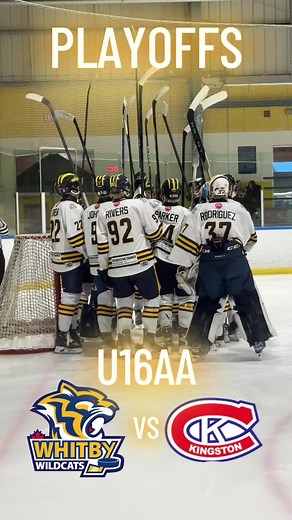 U16AA Wildcats win 4-1 on home ice vs Kingston. #hockey #hockeytiktoks #foryou #foryourpage #u16 #AA #whitbywildcats #hockeytok #hockeyboys #fanpage #playoffs #playoffhockey #homegame