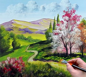 42K views · 3.2K reactions | Natural Harvest Field Acrylic Painting Artwork Step by Step | Zil Acrylic Painting | Facebook