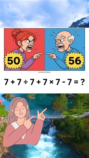 👉 Math Puzzle Debate: 7 + 7 ÷ 7 + 7 × 7 - 7 = ? 🤯🔥 #Shorts