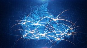 This project includes a map of the Canada with the animated background. There are also animated glowing connections between cities in different directions in the map.