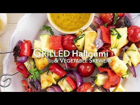Grilled Halloumi and Vegetable Skewers
