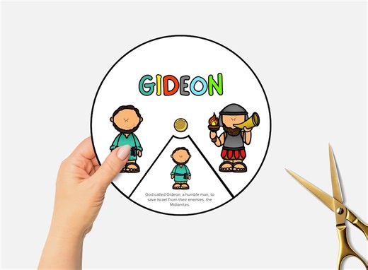The Story of Gideon, Printable Bible Lesson Coloring Wheel, Sunday School Craft, Kids Bible Study, Bible Story Spinning Wheel - Etsy