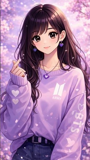 🌸 Cute Anime Girl Under Cherry Blossoms & Moonlight 🌙 | Aesthetic Relaxing Wallpaper ✨💜