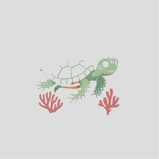 Ocean Turtle Embroidery Design, Sea Animal Embroidery Machine File, Beach Lover Gifts, Instant Download