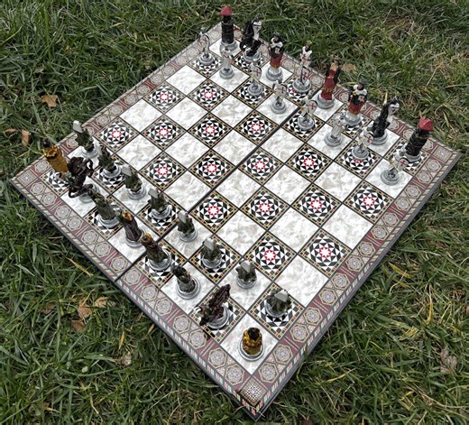 Hand-painted Crusaders Vs Ottomans Chess Set | Foldable Wooden Board - Etsy UK
