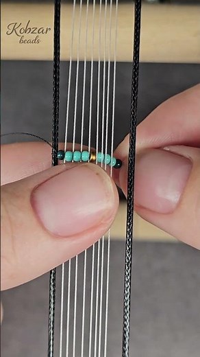First row on the loom. Beading for beginners.