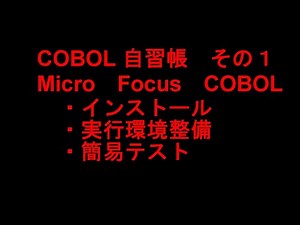 COBOL言語入門 自習帳 その１ Micro Focus COBOL ダウンロード～インストール～実行 COBOL言語学習用環境整備 無料でCOBOL言語実行環境を整備