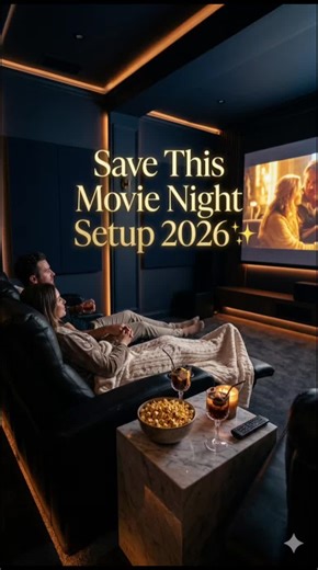 Cozy Movie Night Setup Hack 2026 ✨ Transform your living room into a luxury home theater with LED lights, recliners & the perfect snacks – all under budget! Who’s doing movie night this weekend? Shop the exact setup & links in bio 👇 #CozyMovieNight #MovieNightSetup #HomeTheater #DarkGlamAesthetic #CozyVibes2026