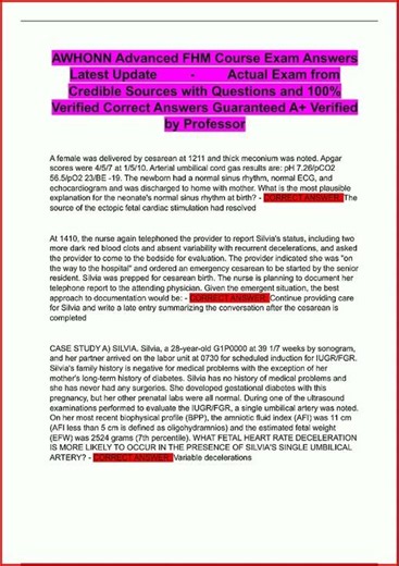 Awhonn Advanced Fhm Course Exam Answers Latest Update Actual video