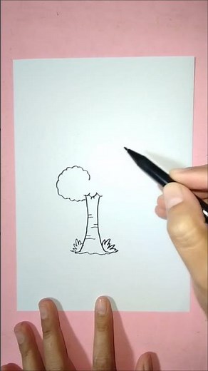 Cara menggambar pohon #shorts #art #drawing #menggambar