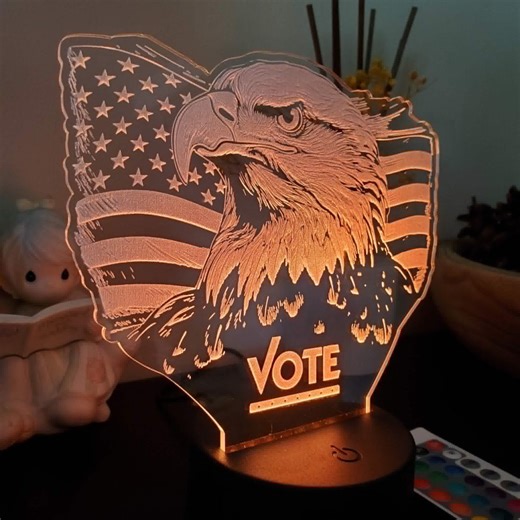 American Eagle LED Light Panel, USA Flag Acrylic Night Light, Patriotic Eagle Lamp, Color Changing Light With Remote, Home Decor - Etsy