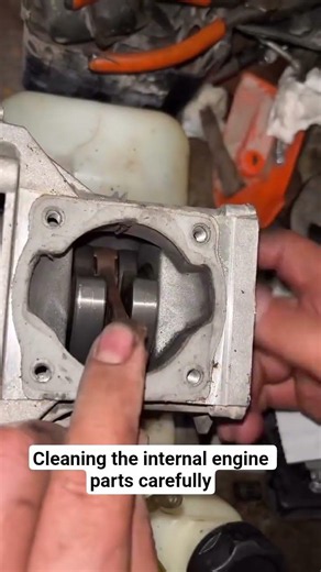 Cleaning the internal engine parts carefully