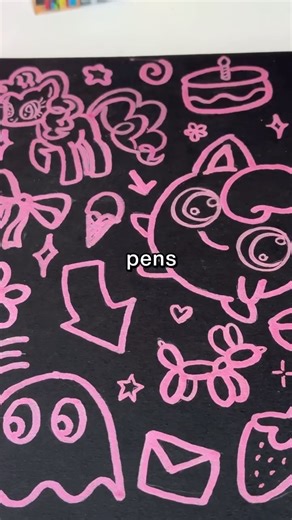 Celyn Haf on Instagram: "Drawing but I can only use a metalic PINK pen! 🩷🌷🦩 #fyp #doodles #artchallenge #poscapens #painting"