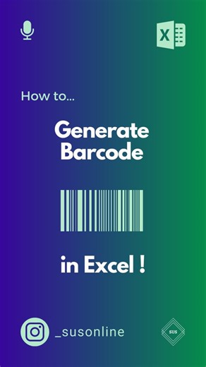SUS ONLINE on Instagram: "Excel Tricks to Create Barcode in Seconds! #microsoftexcel #exceltips #excelhacks #barcode #productivityhacks"