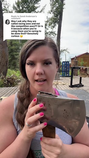 Replying to @Sandi Anderson racing axes, axe throwing axes, trainers, fellers, all different type of axes. Heres a general idea of what the difference is. #axe #raceaxe #lumberjack #axethrowing #logging