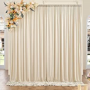 10ft x 8ft Wrinkle Free Champagne Backdrop Curtains for Parties, Thick Fabric Photo Backdrop Drapes for Weddings Photography Birthday Party Backgrpund Decor
