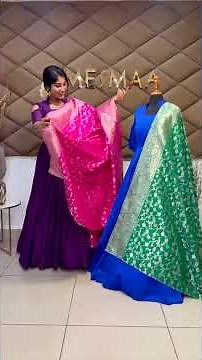 Plain gown with Banarasi duppata