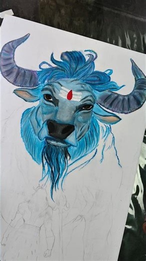 Nandi Maharaj Drawing, Mahadev Drawing 🙏🏻 #shorts #art #drawing #mahadev