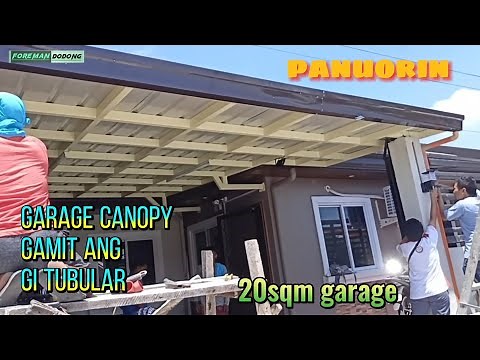 garage canopy gamit ang Gi tubular with rib type roof | roofing installation