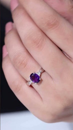 Stunning 6x8mm Oval Amethyst Engagement Ring with Diamond Accents