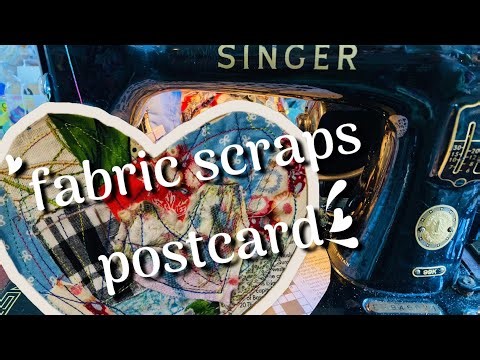 Reuse fabric scraps postcard heart shape mixedmedia art LIVE REPLAY
