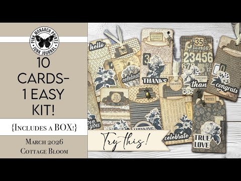 Make 10 Gorgeous Cards With 1 Easy Kit! Library Pockets Galore! Junk Journal w Pink Monarch Prints.