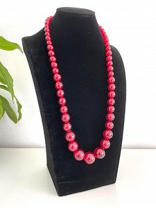 Vintage Cherry Red Bakelite Bead Necklace - Tested Bakelite Made in the 1950s - Etsy