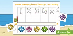 Seaside-Themed Number Representation and Formation 1 to 5 Activity
