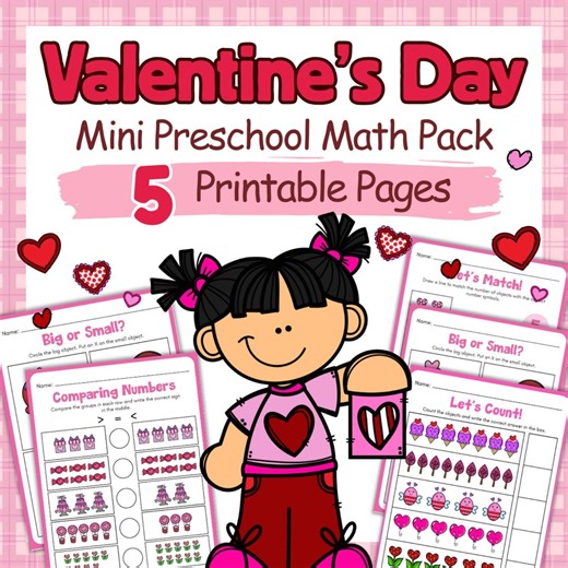 Preschool Math Printables Valentine Counting 1-20 Ten Frames Number Tracing Addition Worksheet - Etsy