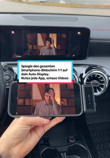 Dein Auto kann mehr, als du denkst. Spiegle dein Smartphone 1:1 auf das Auto-Display – kabellos. Apps öffnen, Videos schauen oder Navigation nutzen – alles direkt über dein Handy gesteuert. Mit dem Autosky Mirror Link wird dein kabelgebundenes CarPlay kabellos & smarter in Sekunden. Voraussetzung: Kabelgebundenes CarPlay USB-C.