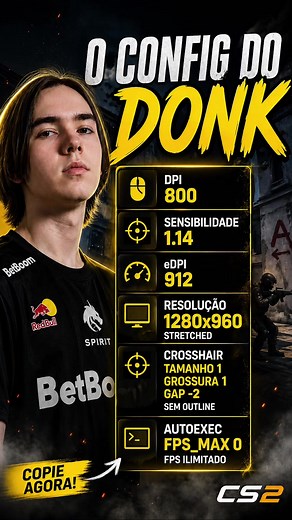 Config do DONK para CS2 — ajustes de mira e eDPI