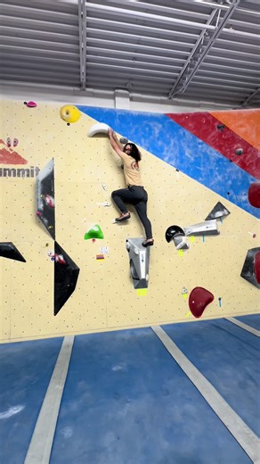 This was on the comp style wall just before the Crushville competition, I was having challenges with it for a while, but someone gave me the beta for my right foot on the volume, and I was able to just stand right into it! But I went up a little higher “just because” can’t have them saying I cheated with my height🤣 #competitive #crg #boulderinggym #rockwall #atlanta