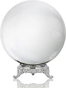 100mm/3.9inch Clear Crystal Ball with Metal Stand Fortune Teller Mystical Quartz Ball Photography Props FengShui Divination Spheres Decorative Glass Ball