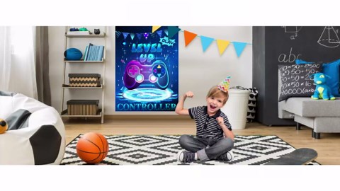 ASTARON Pin The Button Video Game Party Game - 30 Video Game Button Stickers, Construction Birthday Party Favor Sets for Kids & Adults