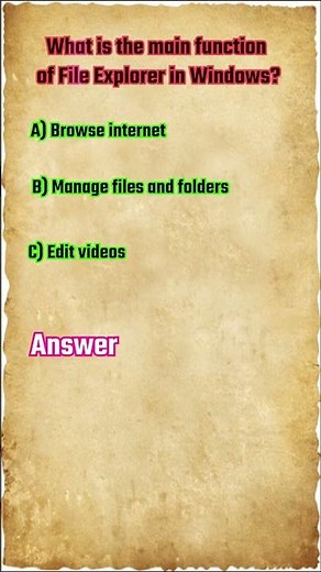 What is the main function of File Explorer in Windows? #computertips #ytshorts #shorts