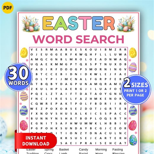Easter Word Search Game, Printable Easter Games, Easter Party Games, Easter Office Games, Word Find Game, Word Search Puzzle for Kids Adults - Etsy