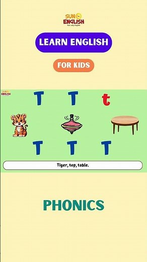 Phonics Letter T for Kids | Learn the /t/ Sound with Tiger, Top, Table | Fun English for Children